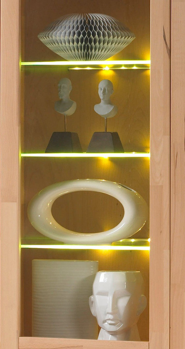 HURYEE LED Glasbodenbeleuchtung 8er-Set – Dimmbar, Mit Fernbedienung & Fußschalter, Für Vitrinen & Regale