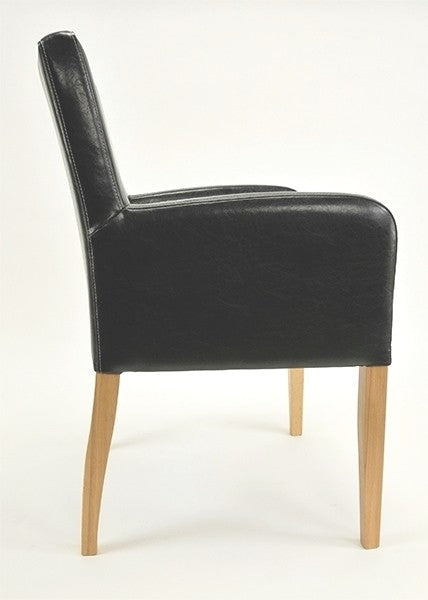 Armlehnstuhl aus Kunstleder Beine aus Buche oder Eiche Farben wählbar ALFO
