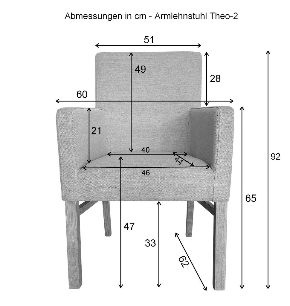 Armlehnstuhl mit Stoff gepolstert Theo - 2 Buche - Eiche - Empinio24 - 