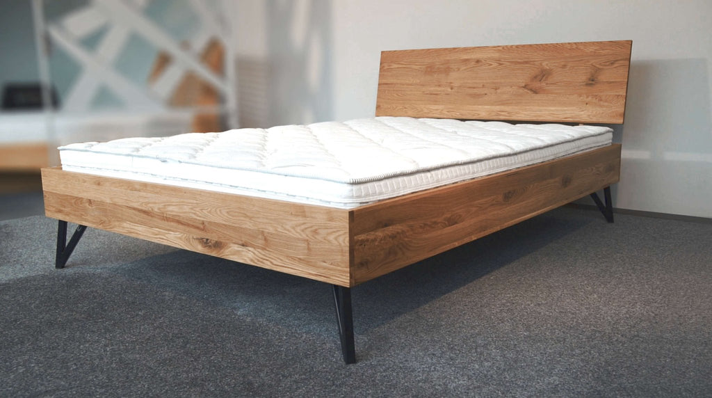 Bett GENT Eiche massiv mit Holzkopfteil - Empinio24 - 90x200 - 