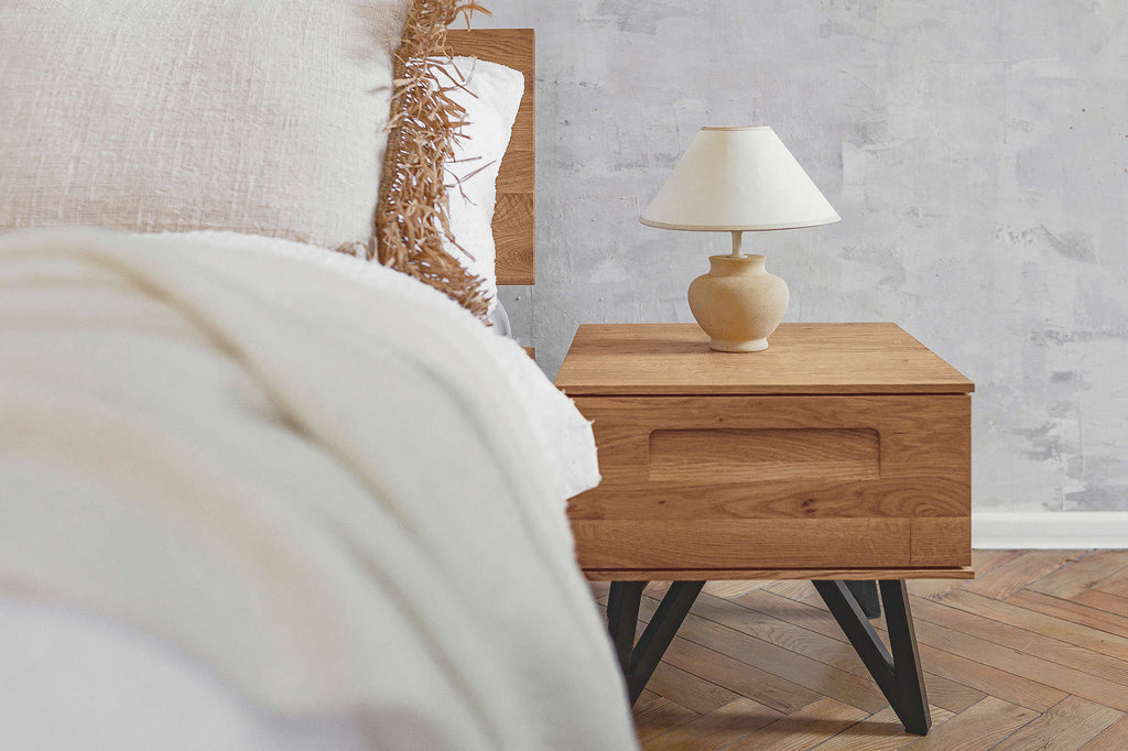 Bett GENT Eiche massiv mit Holzkopfteil - Empinio24 - 90x200 - 