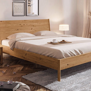 Bett PARIS Eiche massiv mit Holzkopfteil - Empinio24 - 90x200 - 