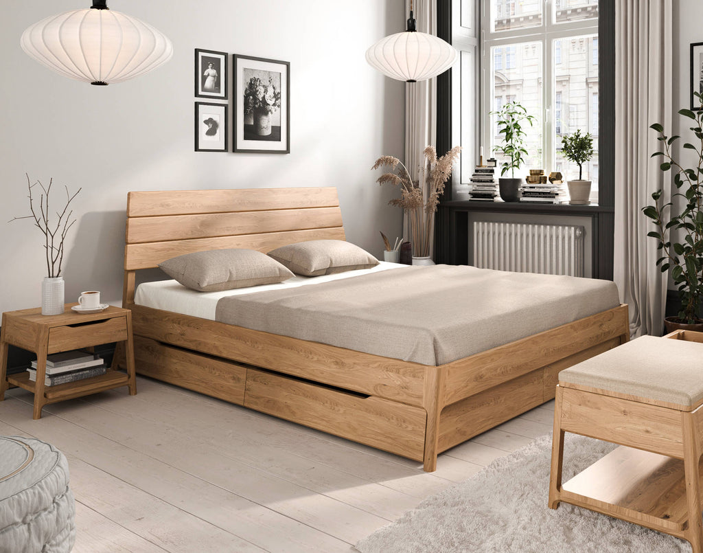Bettschublade TRONDHEIM Eiche massiv - Empinio24 - 160x75 cm für Bett 140x200 - 