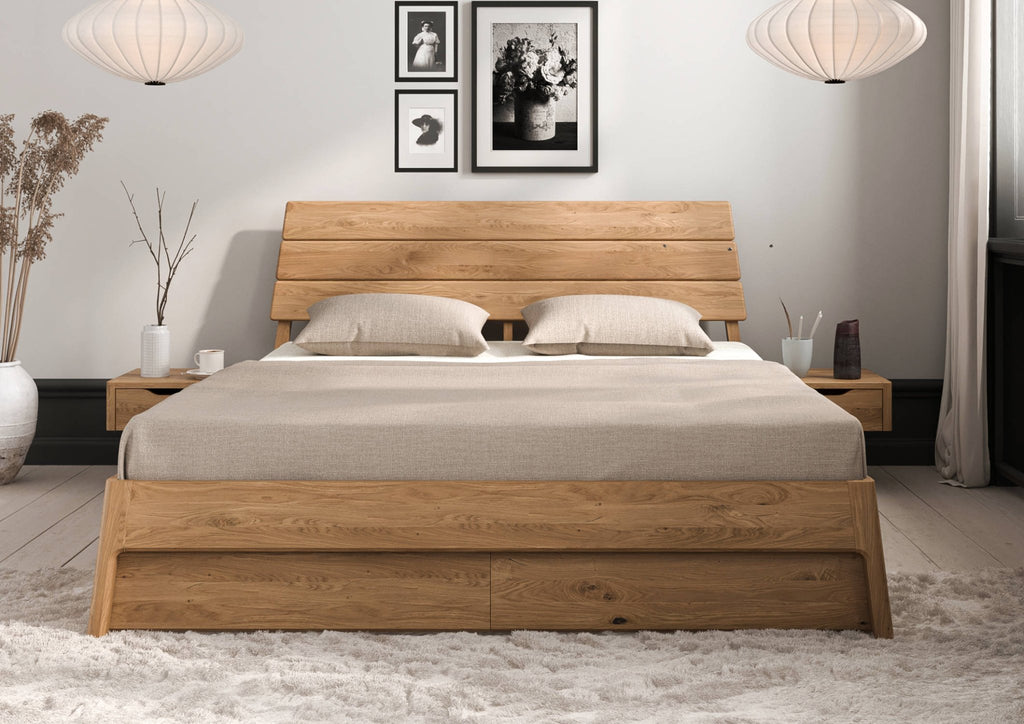 Bettschubladen 4er Set TRONDHEIM Eiche massiv - Empinio24 - 149x203 cm für Bett 140x200 - 