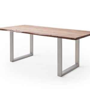 Esstisch 180x100 Akazie natur Edelstahl Gestell U Platte 30mm Calvera - Empinio24 - 