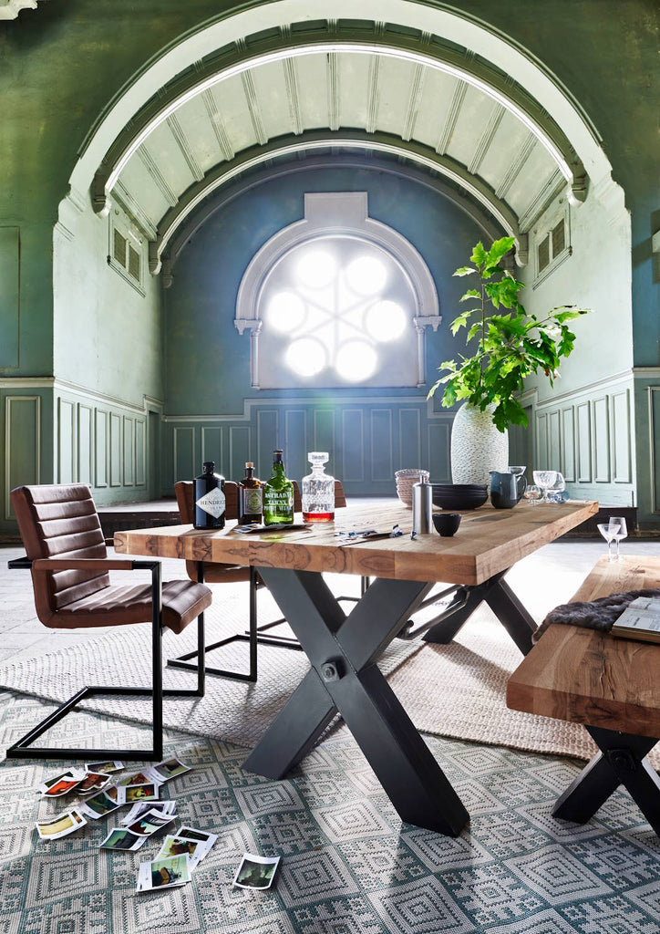 Esstisch in Industrial - Style Eiche massiv Roma - Empinio24 - Rustikale Eiche geölt - 180x100 cm - 