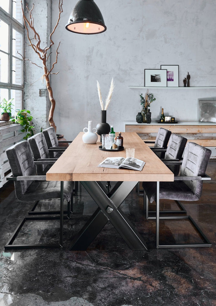 Esstisch in Industrial - Style Eiche massiv Roma - Empinio24 - Rustikale Eiche geölt - 180x100 cm - 