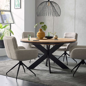 Esstisch rund Eiche massiv Notting Hill - Empinio24 - Wildeiche geölt - 120 cm - 