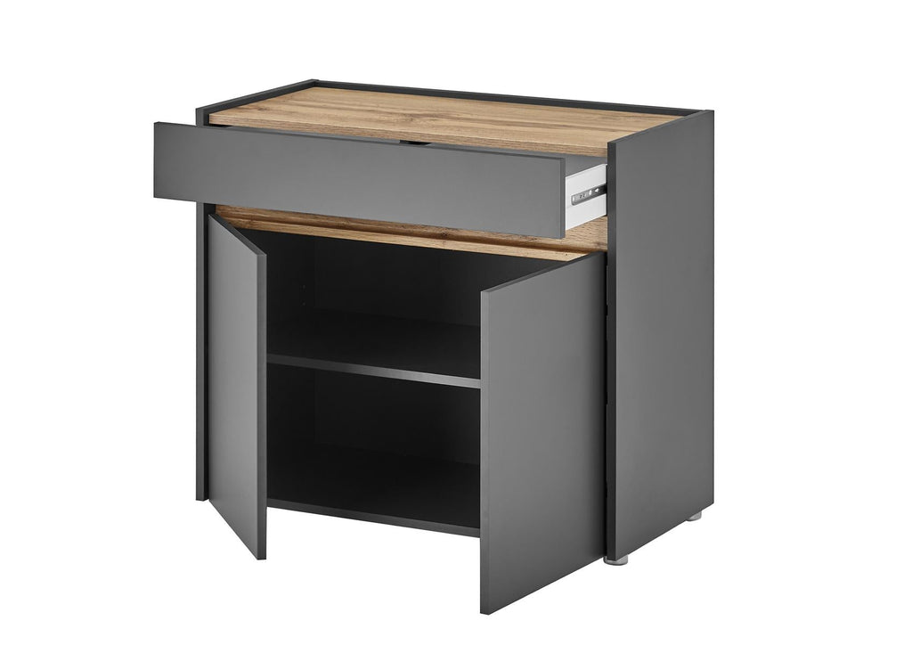 Flurkommode 2 - türig 80 cm anthrazit + Eiche grifflos Boston - Empinio24 - 