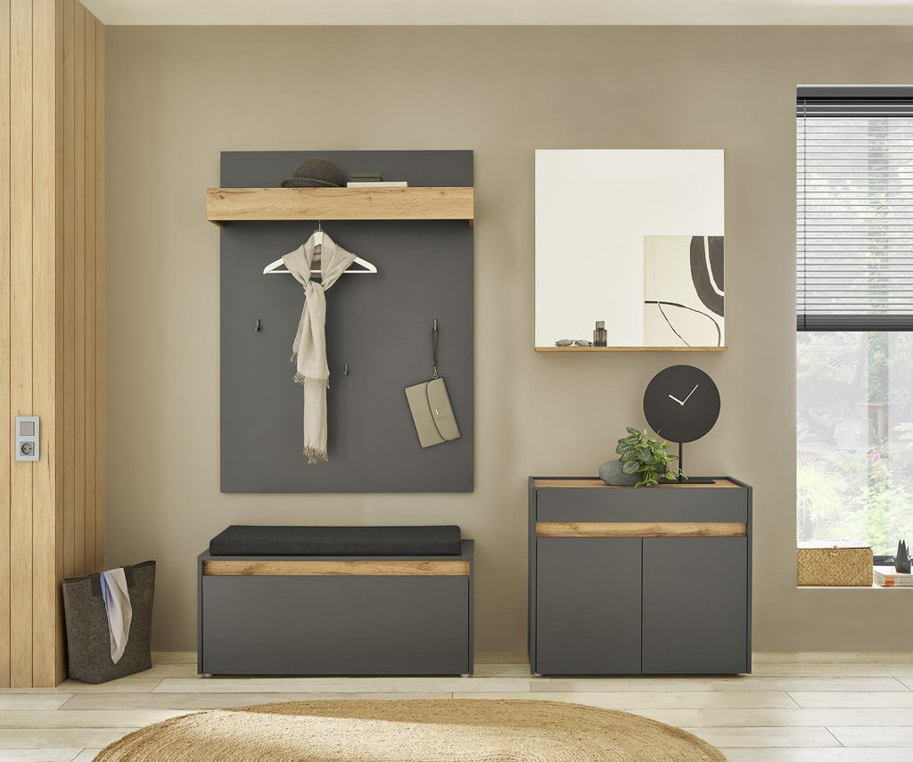 Flurkommode 2 - türig 80 cm anthrazit + Eiche grifflos Boston - Empinio24 - 