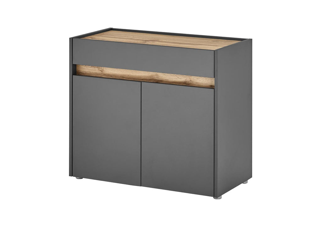 Flurkommode 2 - türig 80 cm anthrazit + Eiche grifflos Boston - Empinio24 - 