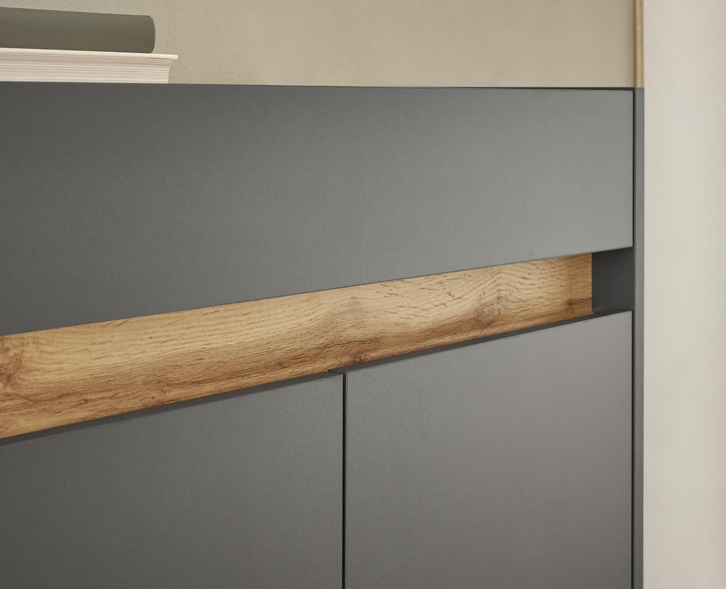 Flurkommode 2 - türig 80 cm anthrazit + Eiche grifflos Boston - Empinio24 - 