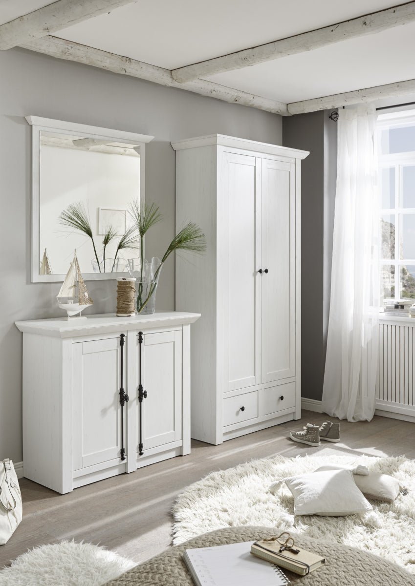 Garderoben-Set 220 cm 3-teilig weiß Pinie WALES Nr. 2 – Empinio24