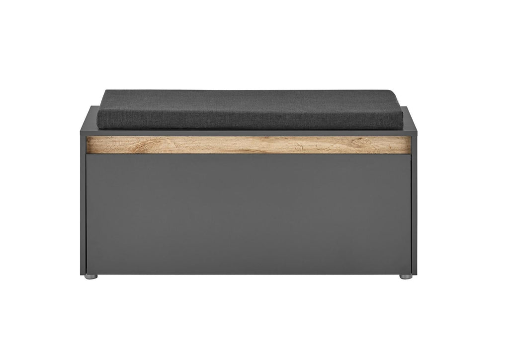 Garderobenbank mit Sitzkissen 100 cm anthrazit + Eiche grifflos Boston - Empinio24 - 
