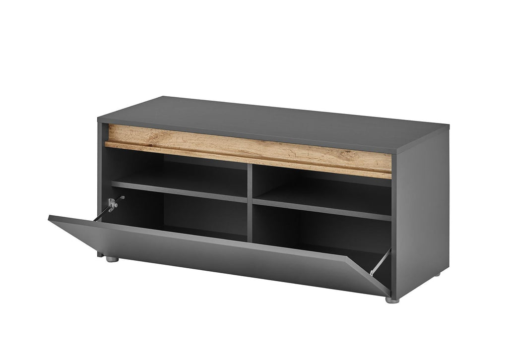 Garderobenbank Schuhschrank 100 cm anthrazit + Eiche grifflos Boston - Empinio24 - 
