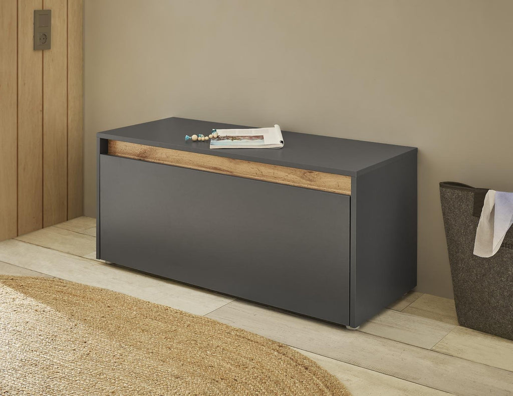 Garderobenbank Schuhschrank 100 cm anthrazit + Eiche grifflos Boston - Empinio24 - 