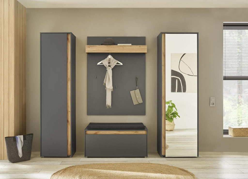 Garderobenschrank anthrazit + Eiche grifflos 50 cm Boston - Empinio24 - 