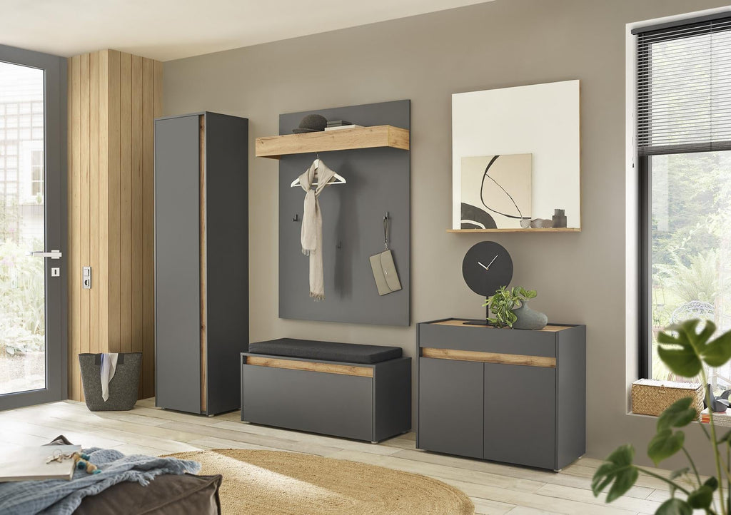 Garderobenschrank anthrazit + Eiche grifflos 50 cm Boston - Empinio24 - 