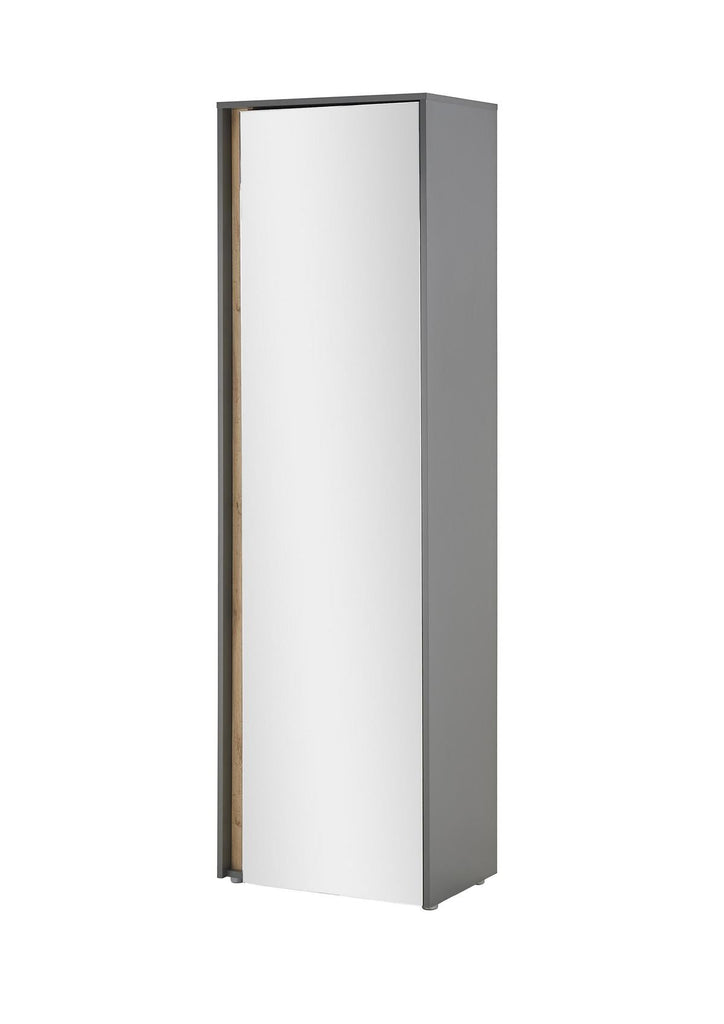 Garderobenschrank mit Spiegel anthrazit + Eiche grifflos 50 cm Boston - Empinio24 - 