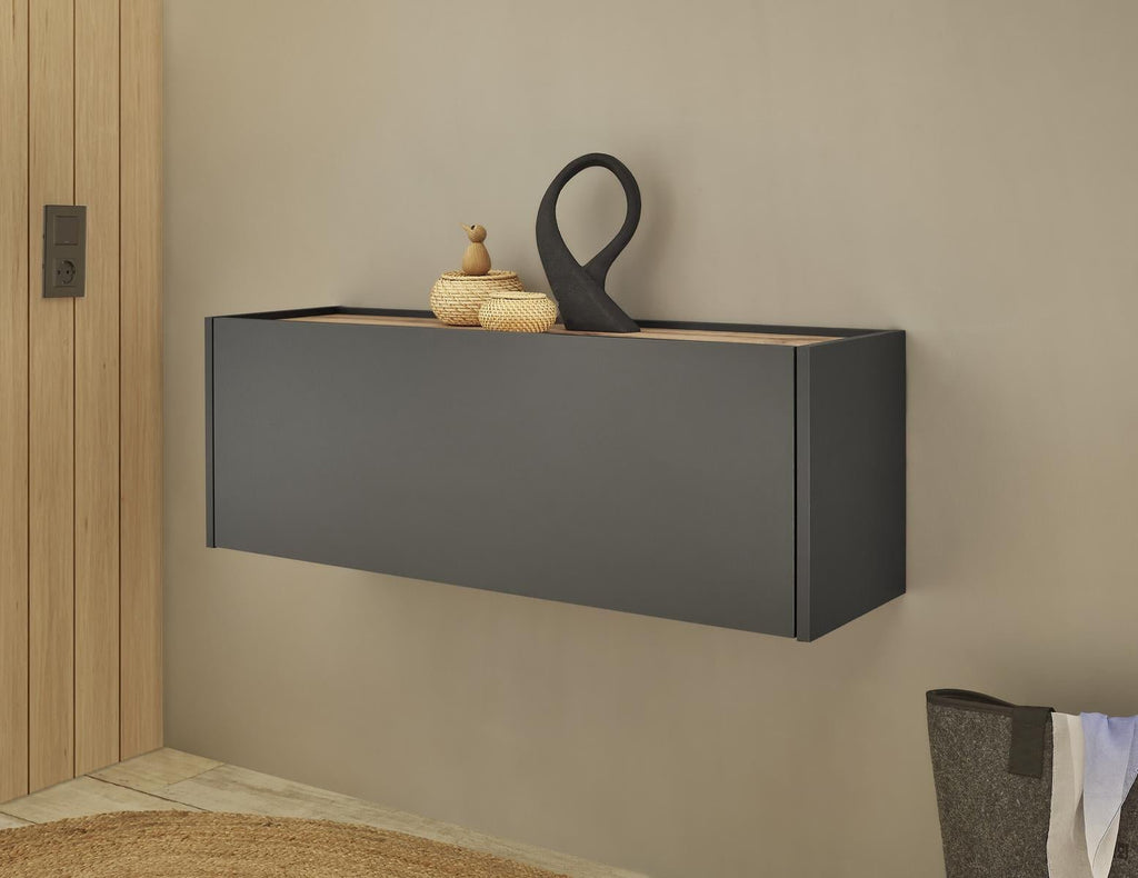 Hängeschrank mit Klappe 100 cm anthrazit + Eiche grifflos Boston - Empinio24 - 