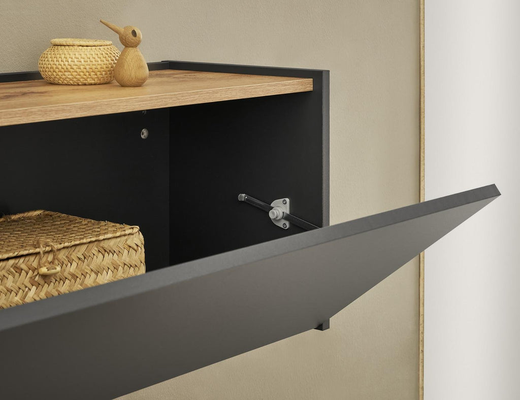 Hängeschrank mit Klappe 100 cm anthrazit + Eiche grifflos Boston - Empinio24 - 