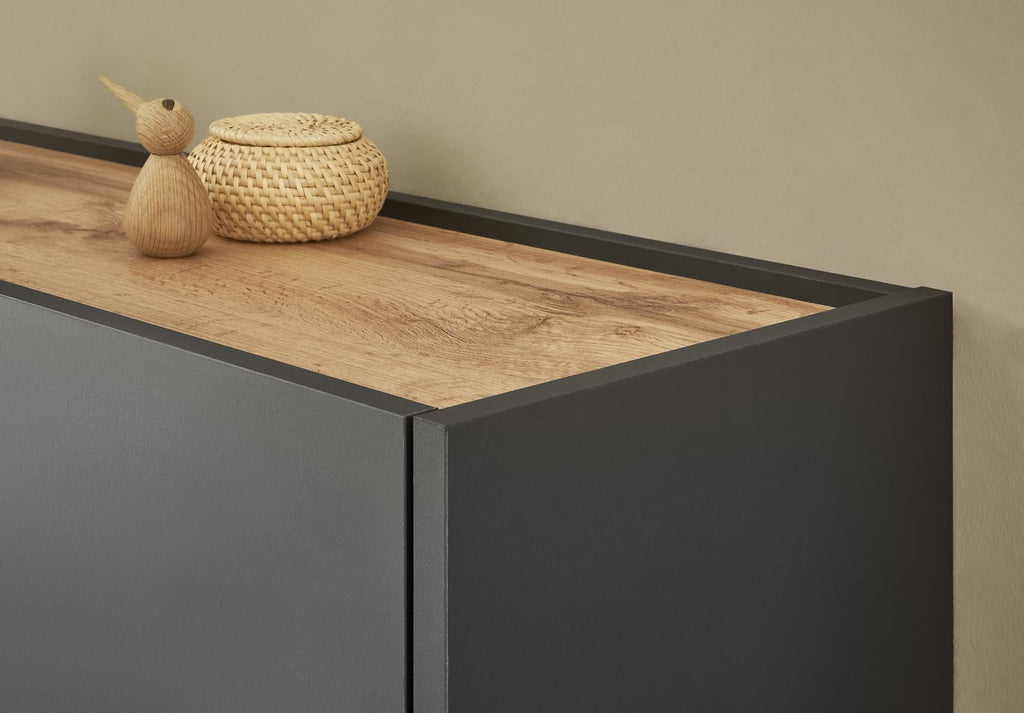 Hängeschrank mit Klappe 100 cm anthrazit + Eiche grifflos Boston - Empinio24 - 