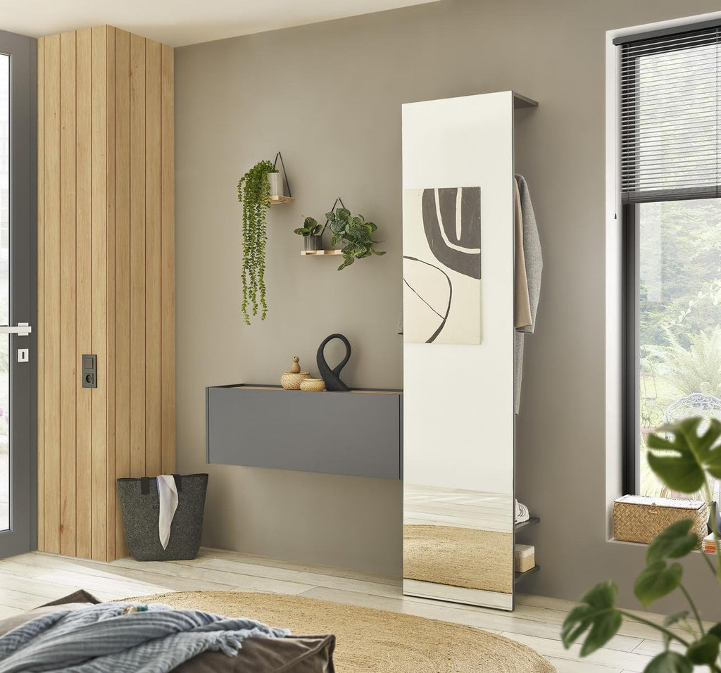 Hängeschrank mit Klappe 100 cm anthrazit + Eiche grifflos Boston - Empinio24 - 