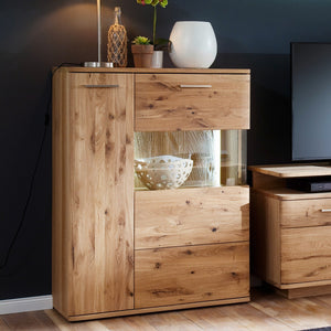 Highboard Eiche bianco teilmassiv 90 cm links Santa Fe - Empinio24
