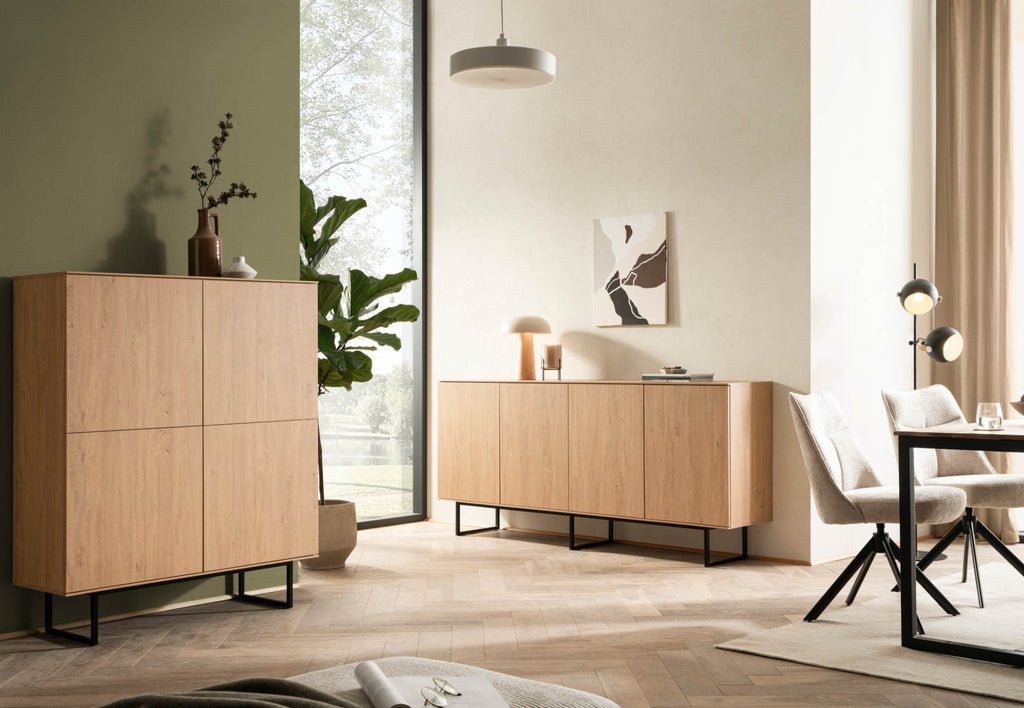 Highboard Eiche hell 4 - türig 115 cm Como - Empinio24 - 