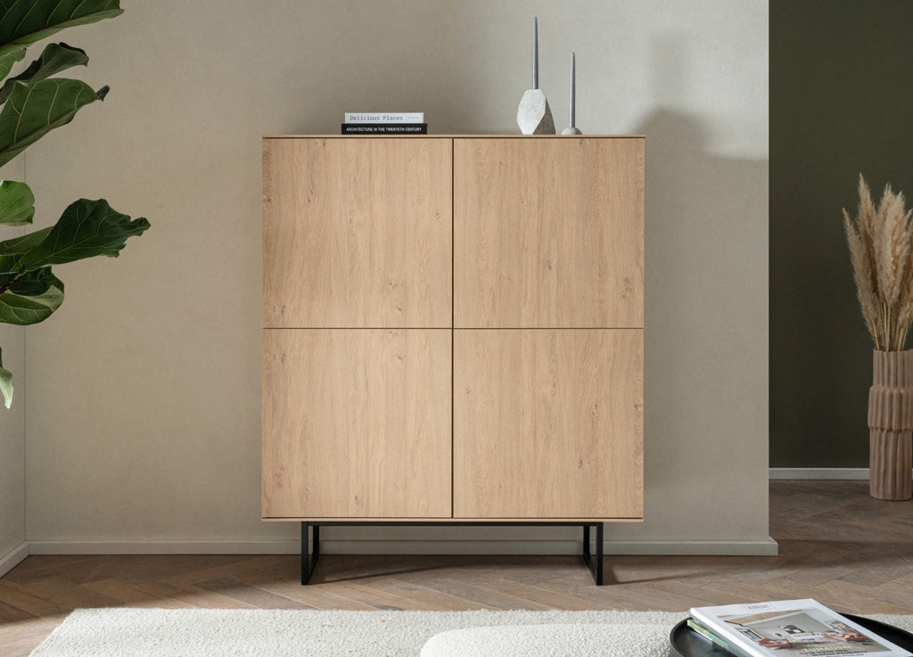 Highboard Eiche hell 4 - türig 115 cm Como - Empinio24 - 