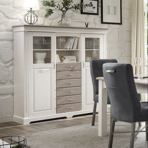 Highboard weiß Kiefer massiv Cordoba - Empinio24 - 