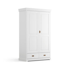Kleiderschrank 2-türig 132 cm Kiefer massiv weiß Tirol - Empinio24 - 