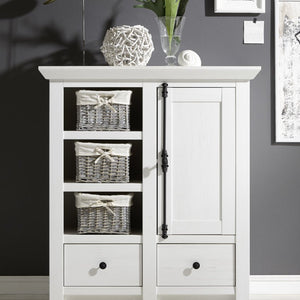 Kommode 1 - türig 105x115 cm + 2x Schubkästen weiß Pinie WALES - Empinio24 - 