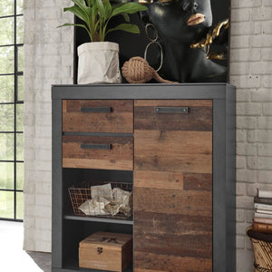 Kommode 92x104 cm 1 - türig + 2 Schubkästen used - look QUEENS - Empinio24 - 