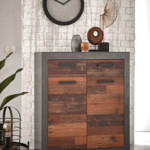 Kommode 92x104 cm 2 - türig + 2 Schubkästen used - look QUEENS - Empinio24 - 