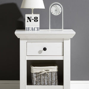 Nachtkommode 59x45 cm Höhe 62 cm 1x Schubkasten weiß Pinie WALES - Empinio24 - 