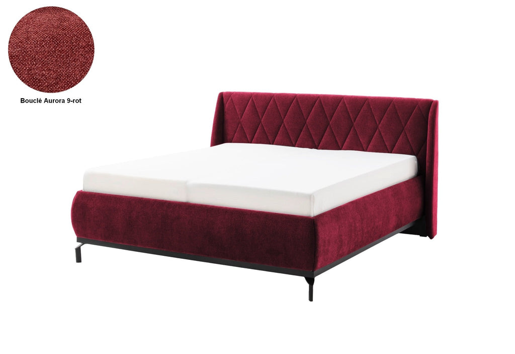 Polsterbett mit Bettkasten und Lattenrost Siena - Empinio24 - 160x200 cm - Rot Aurora - 