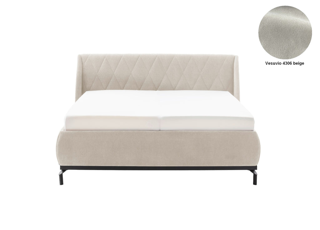 Polsterbett mit hohem Kopfteil Siena - Empinio24 - 140x200 cm - Beige Vesuvio - 