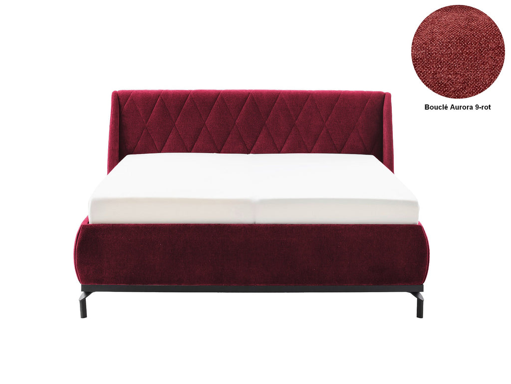Polsterbett mit hohem Kopfteil Siena - Empinio24 - 140x200 cm - Rot Aurora - 