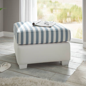 Polsterhocker 80 cm weiss blau gestreift Wales - Empinio24 - 