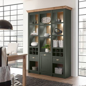 Regal 147x207 cm 1 - türig mit Flascheneinteilungen Grün + Eiche CASTLE + Beleuchtung - Empinio24 - 