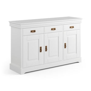Sideboard 3-türig 3 Schubladen Kiefer massiv weiß Tirol - Empinio24 - 