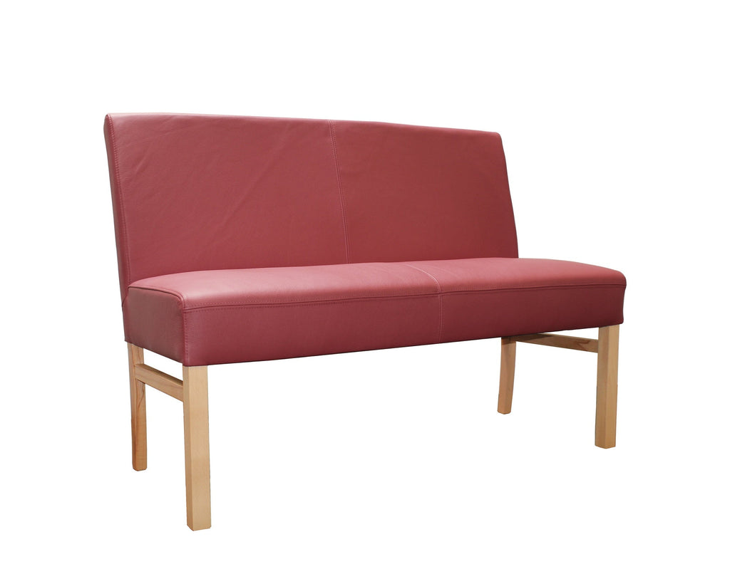 Sitzbank aus Leder mit Rückenlehne, Beine Buche oder Eiche Sophie - Empinio24 - 90 cm - 
