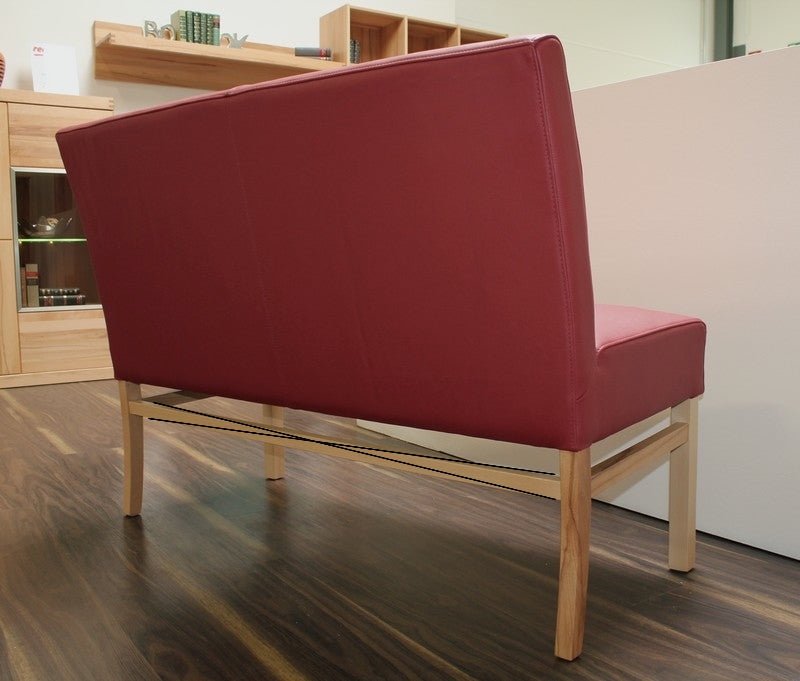 Sitzbank aus Leder mit Rückenlehne, Beine Buche oder Eiche Sophie - Empinio24 - 90 cm - 