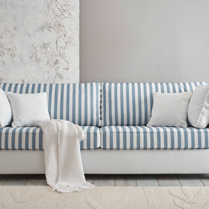 Sofa 3 - Sitzer weiss blau gestreift Wales - Empinio24 - 