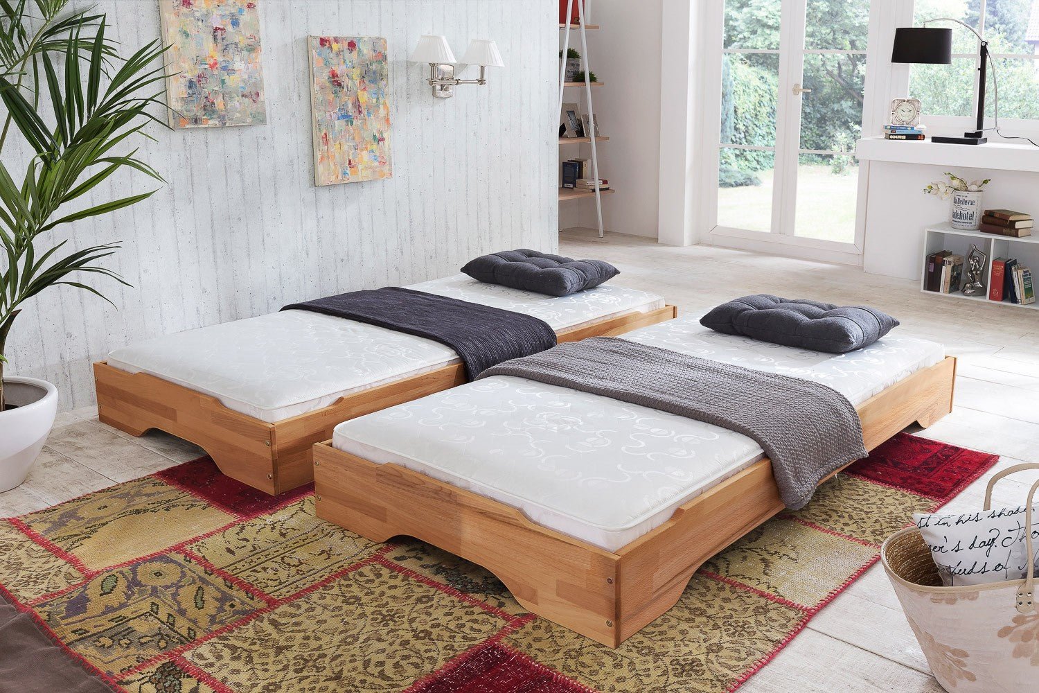 Stapelbetten Juist 90x200 mit Matratzen – 2er Set – Empinio24