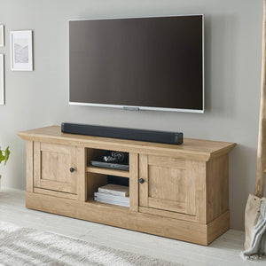 TV - Lowboard mit Wandregal 152 cm Eiche gebürstet Optik Cardiff - Empinio24 - 
