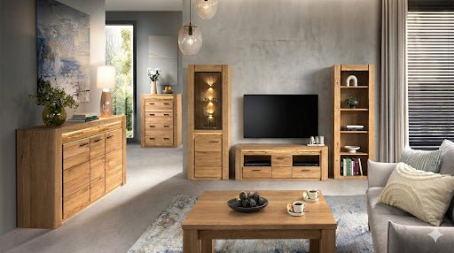 TV - Lowboard Unterschrank 161 cm Volo Eiche teilmassiv geölt - Empinio24 - 