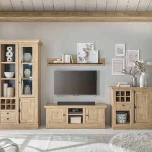 TV - Wohnwand 4 - teilig 382 cm Eiche gebürstet Optik Cardiff - Empinio24 - 