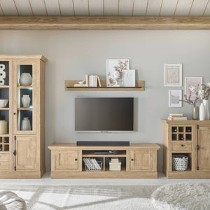 TV - Wohnwand 4 - teilig 424 cm Eiche gebürstet Optik Cardiff - Empinio24 - 